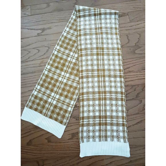 NWT $60 Timberland Scarf Wheat/Ivory Plaid Knit 10X64 - Picture 6 of 6